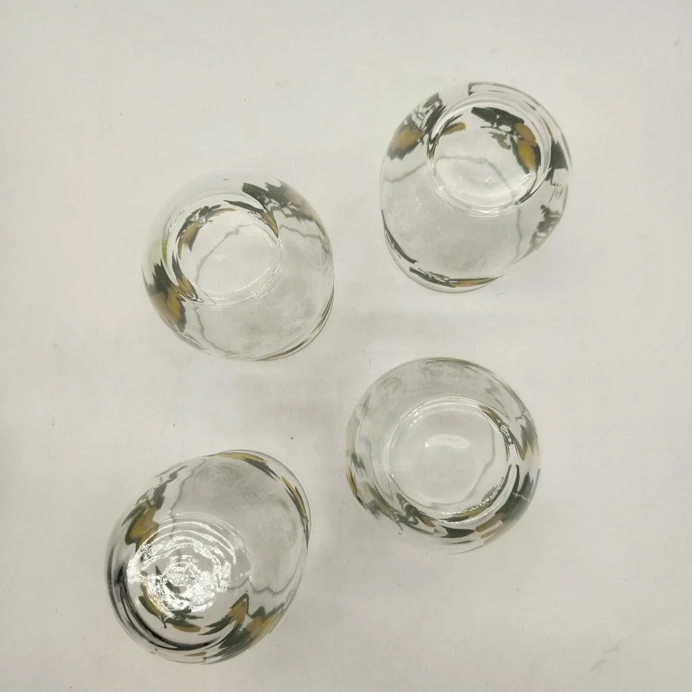 Set of 4 Lemon Citrus Print Stemless Wine Glasses Tumblers Clear‎ Yellow Green